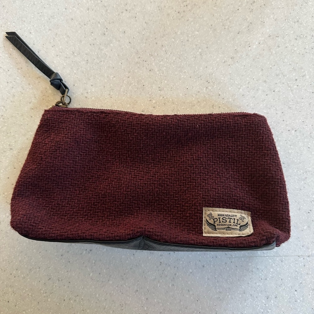 Pistil Burgundy Clutch Mini Purse. Makeup Bag. Like New!